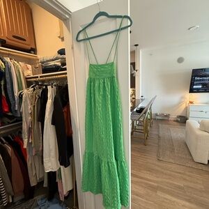 Zara Green Spaghetti Strap Maxi Dress